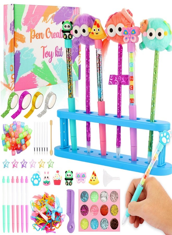 Ulema 65Pcs Cute DIY Pen Making Kit Christmas Gifts, Create 12 Plush and Floating Pens, Creative Arts and Crafts (Style1) - Image 1